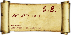 Sáfár Emil névjegykártya